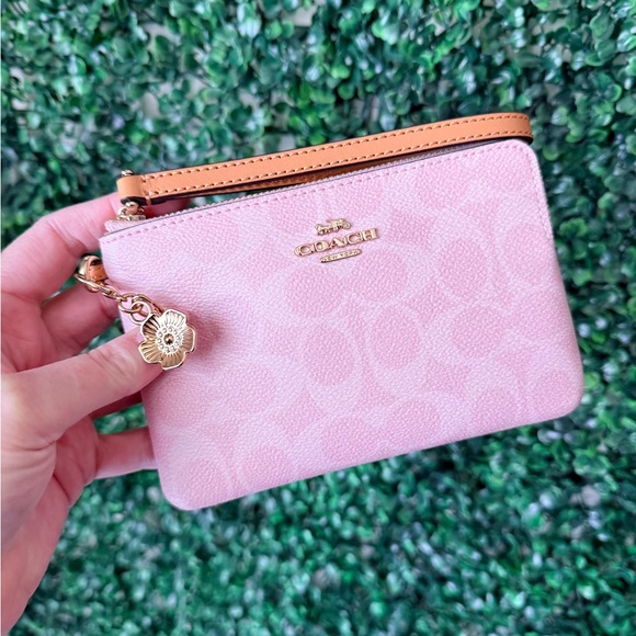 Coach Powder Pink Leather Wristlet NWT